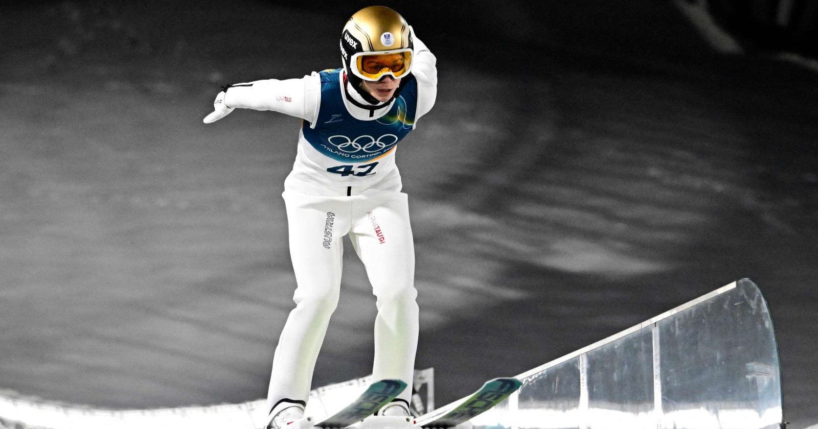 Stefan Embacher auf der Olympia-Normalschanze im Herren-Bewerb