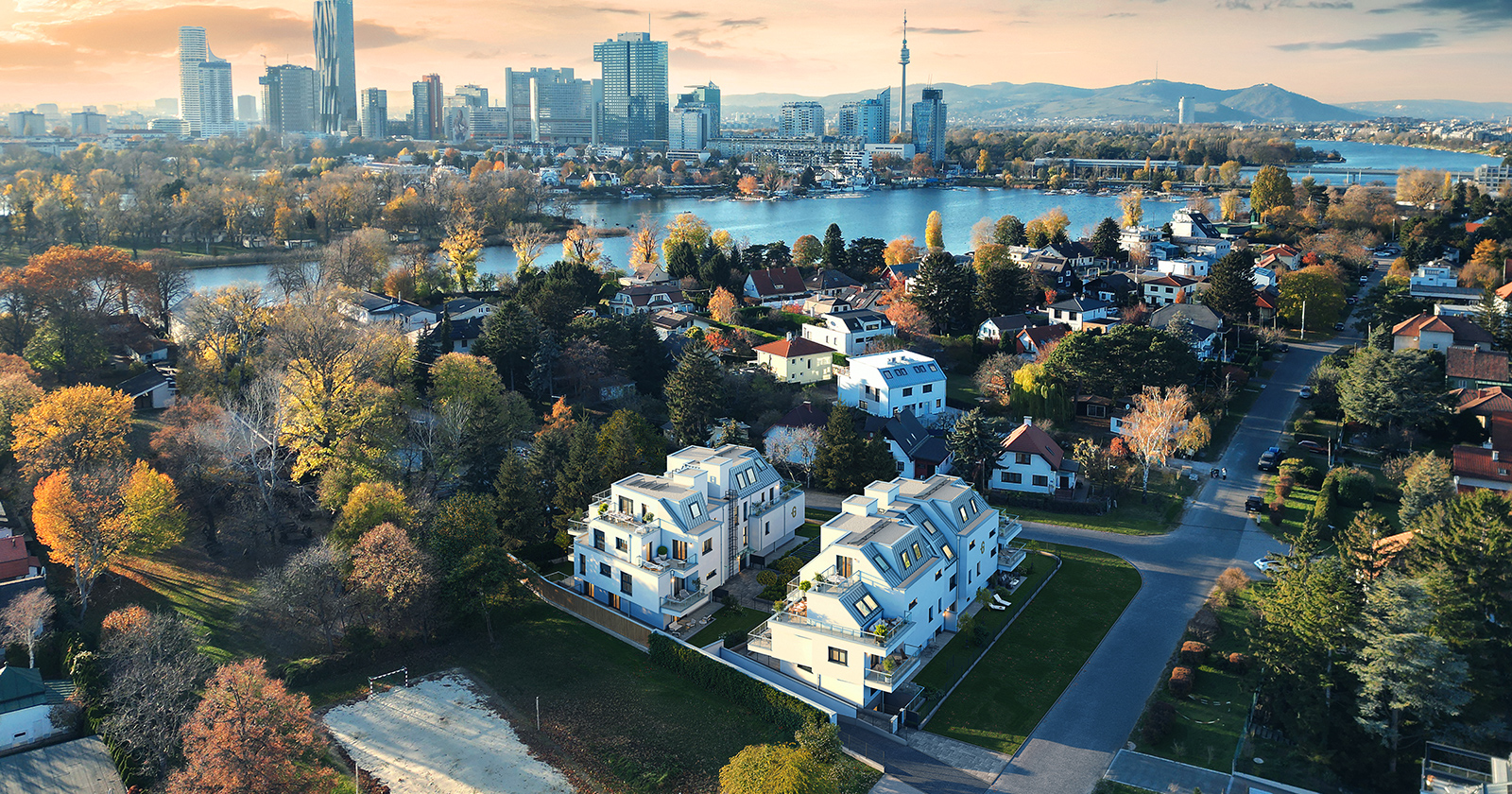 Wohnanlage in der Arminenstraße in Wien von oben | Credit: Glorit Bausysteme