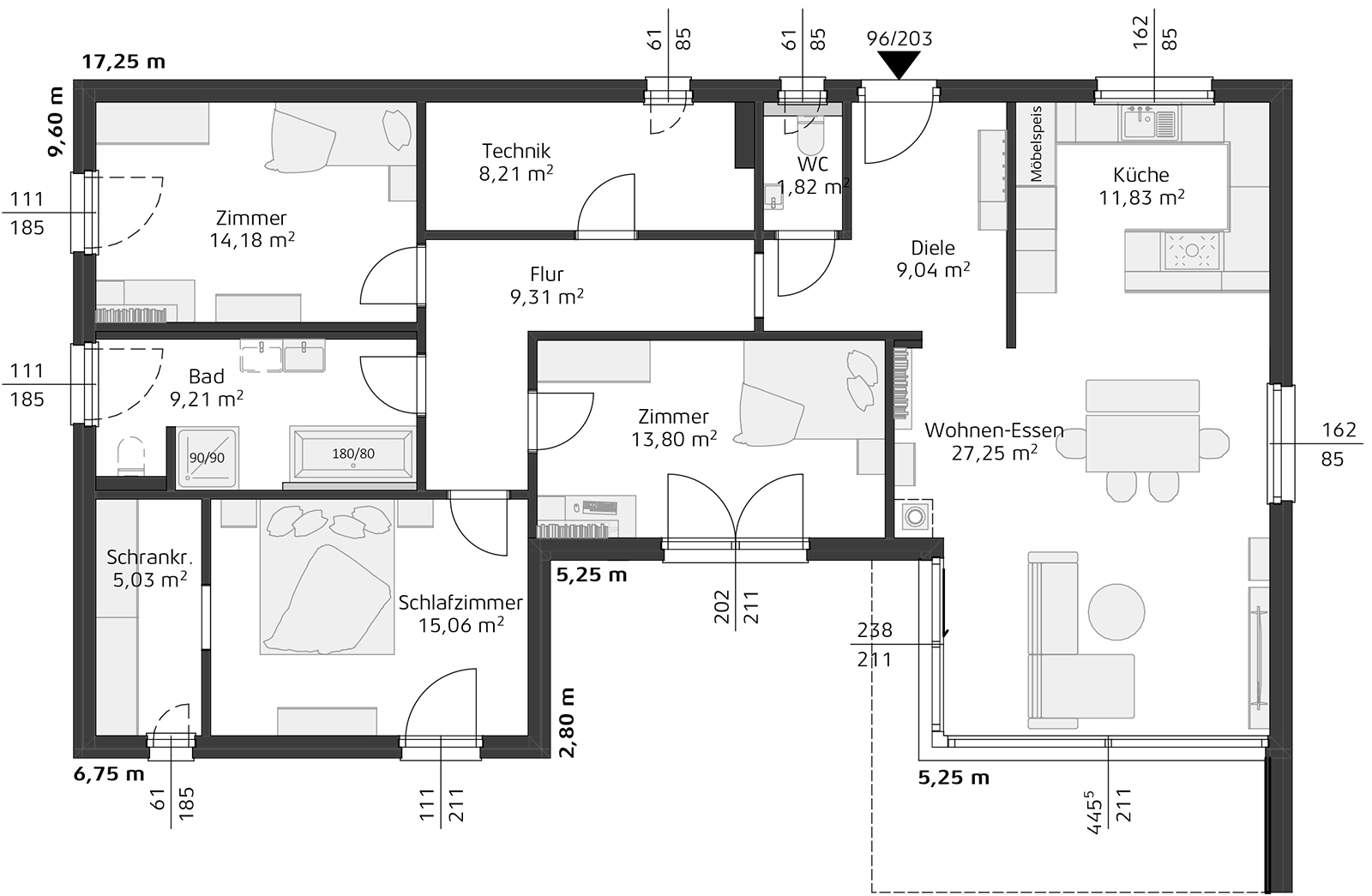 Plan zum Hartl Haus Modell Avantgarde 126 F | Credit: Hartl Haus