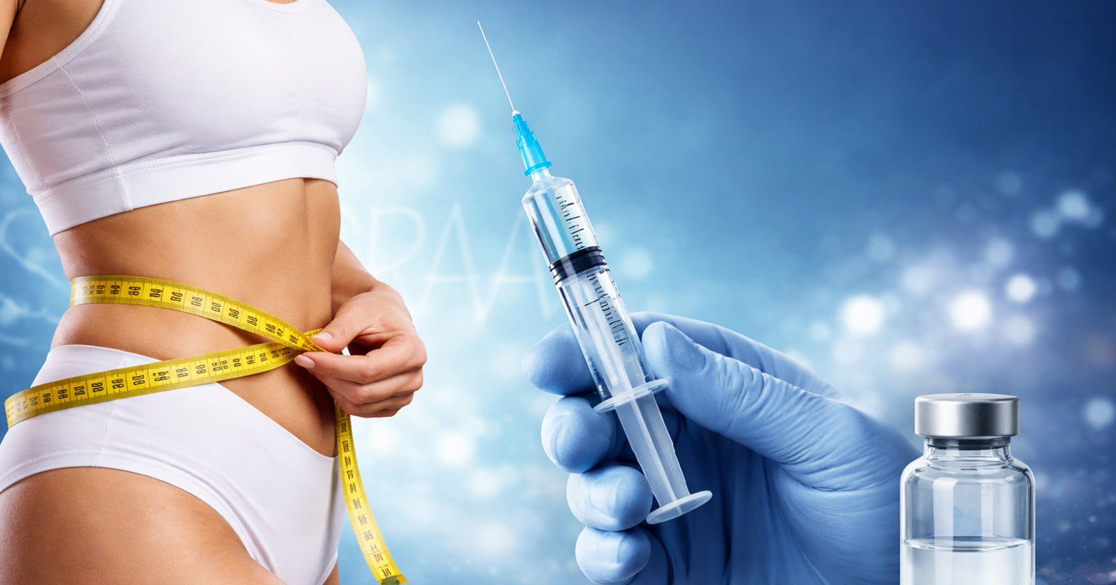 Frau mit Maßband um Taille und Spritze | Credit: Individual Beauty