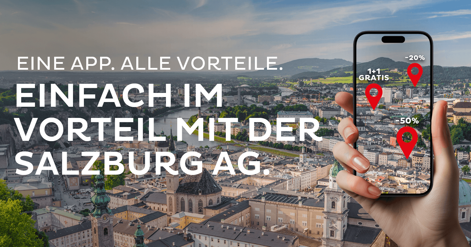 Frau mit transparentem Smartphone in der Hand | Credit: Salzburg AG