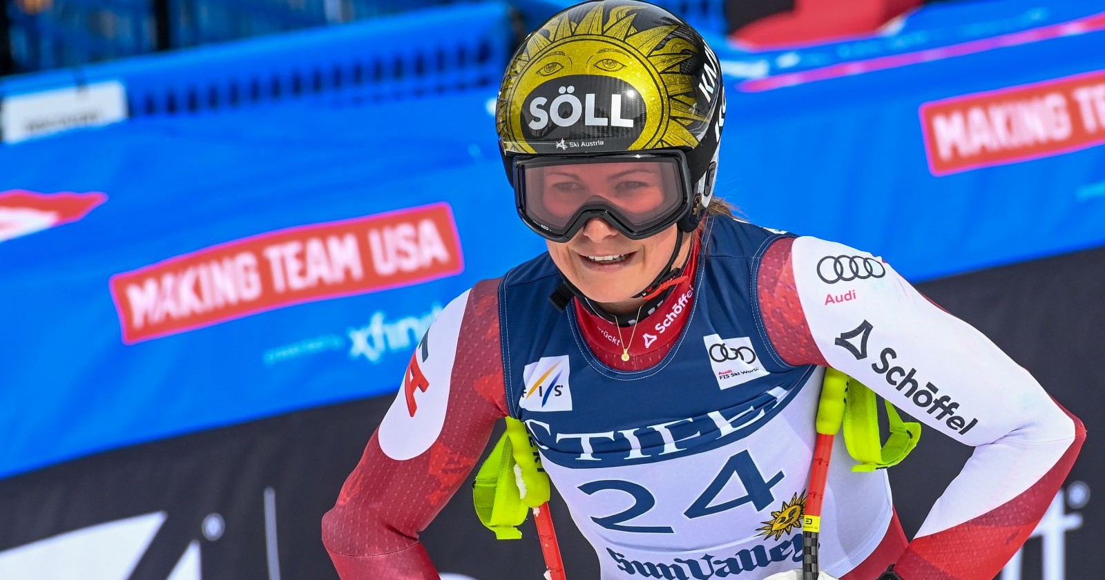 Christina Ager im Zielraum nach einem Training in Sun Valley – die Tirolerin beendet ihre Karriere