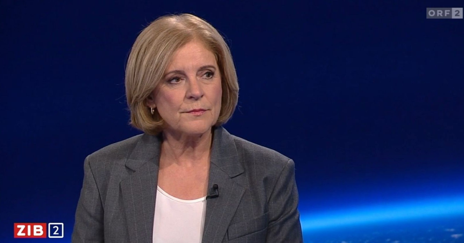 ORF-Chefin Ingrid Thurnher im ZiB2-Studio nach ihrer Bestellung zur interimistischen Generaldirektorin des ORF.