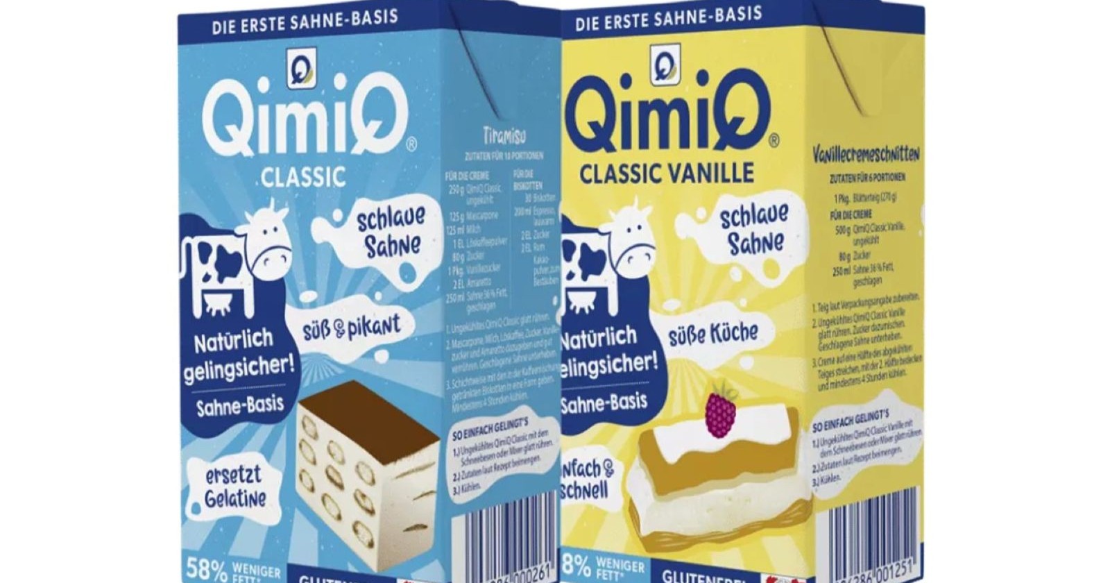 QimiQ Classic und Vanille Verpackungen – Sahnebasis derzeit ausverkauft und nicht lieferbar in Österreich