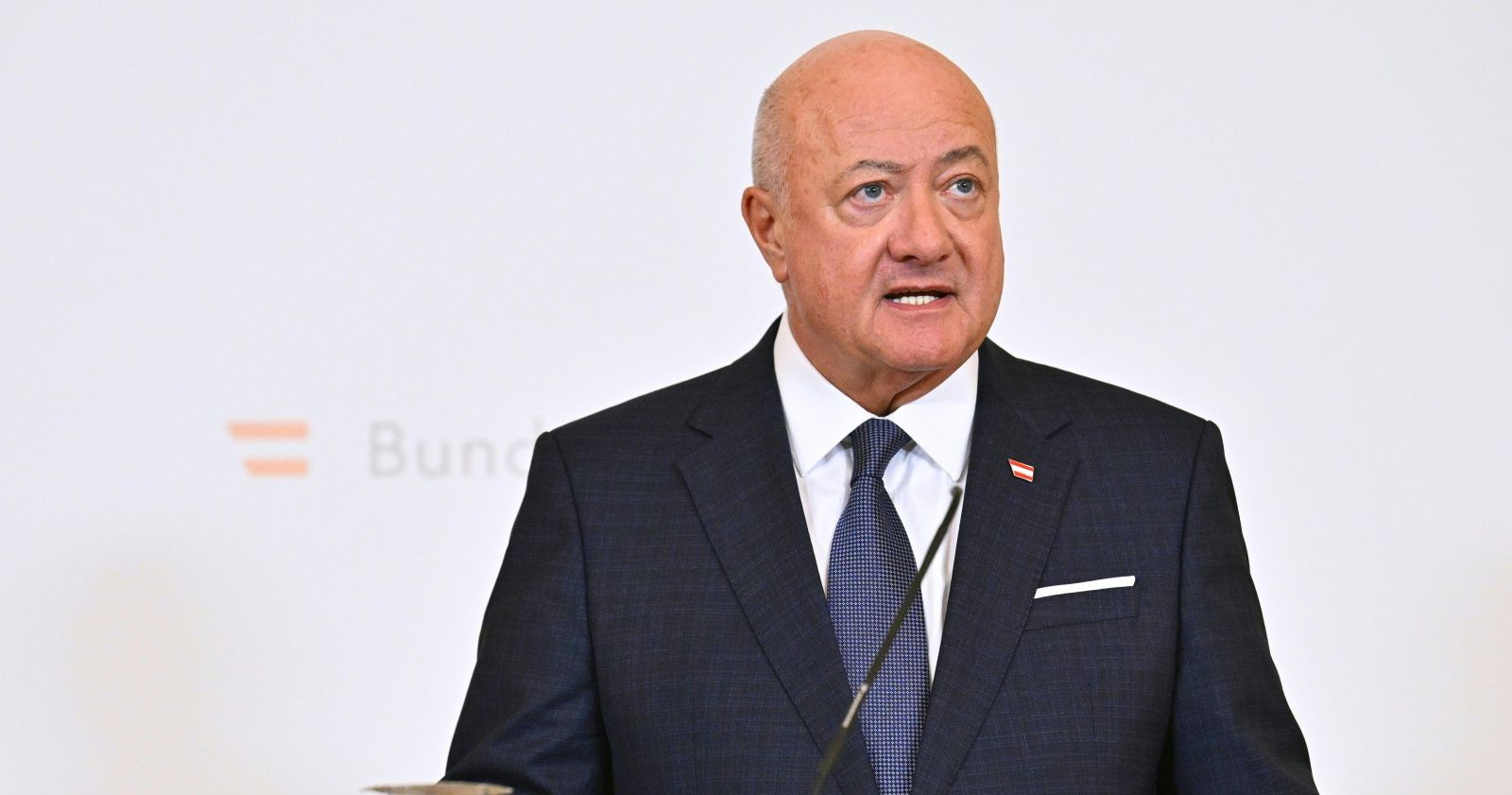 Christian Stocker bei einer Pressekonferenz zu Sicherheitsmaßnahmen in Österreich im Zusammenhang mit dem Nahost-Konflikt und der Lage im Iran.