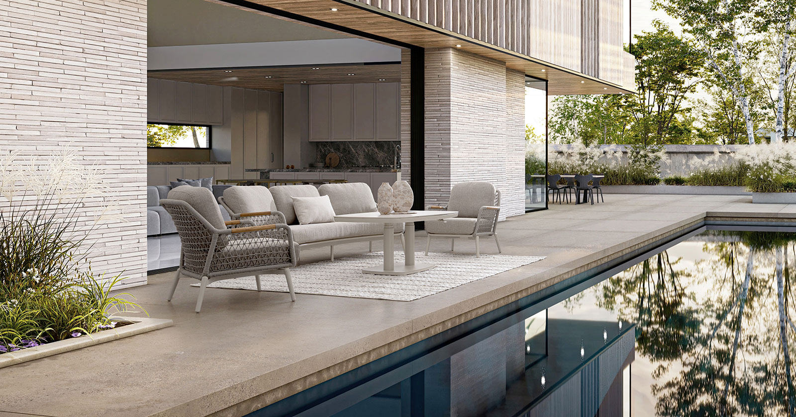 Beige Lounge Garnitur am Pool | Credit: TREND-MASTER