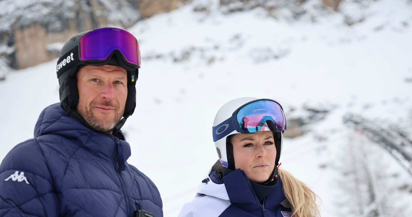 Lindsey Vonn und Aksel Lund Svindal bei einer Streckenbesichtigung