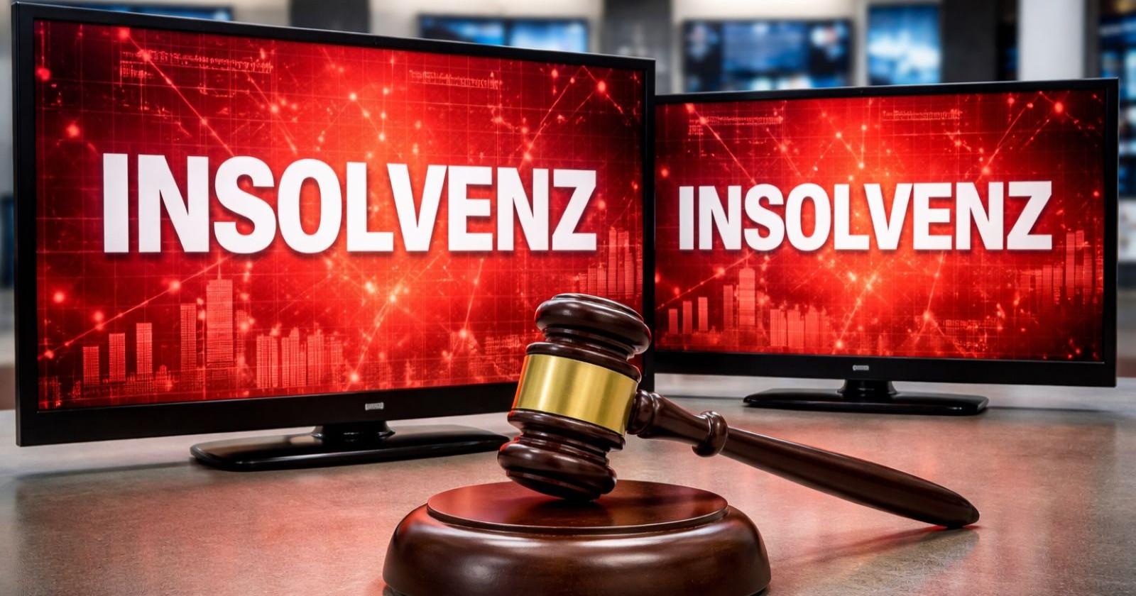 Zwei Fernsehbildschirme symbolisieren die Insolvenz der Wiener Streamview GmbH