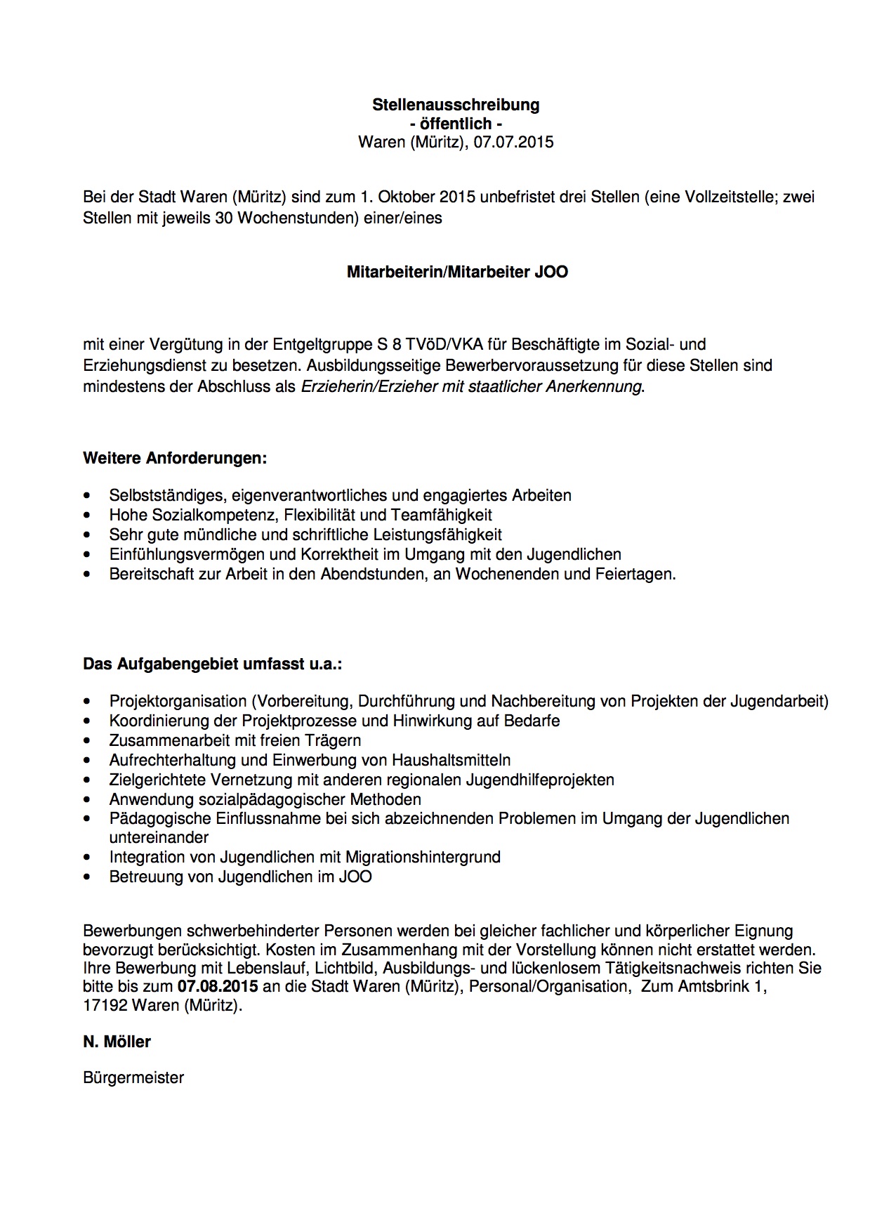 2015-07-31 Stellenausschreibung