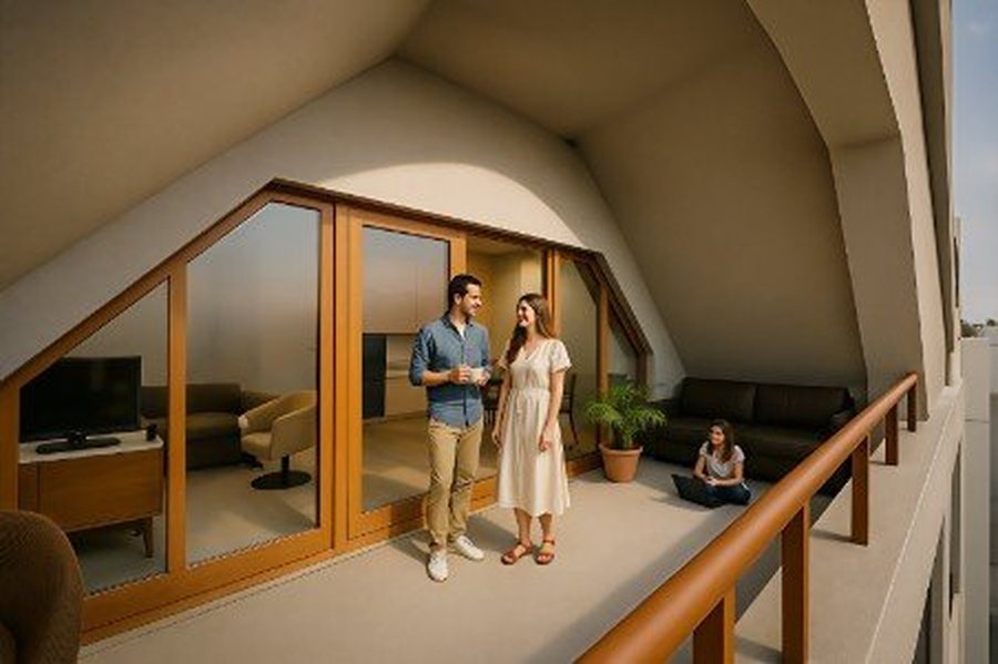 Interieur van een woonkamer in Juttershof Texel