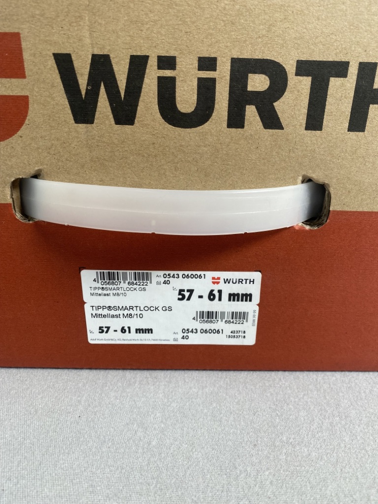Würth Tipp Smartlock GS 57-61mm Mittellast M8/10 40 Stück