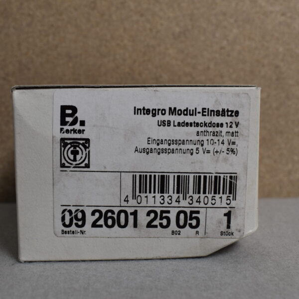Berker Integro USB Ladesteckdose 12V anthrazit matt