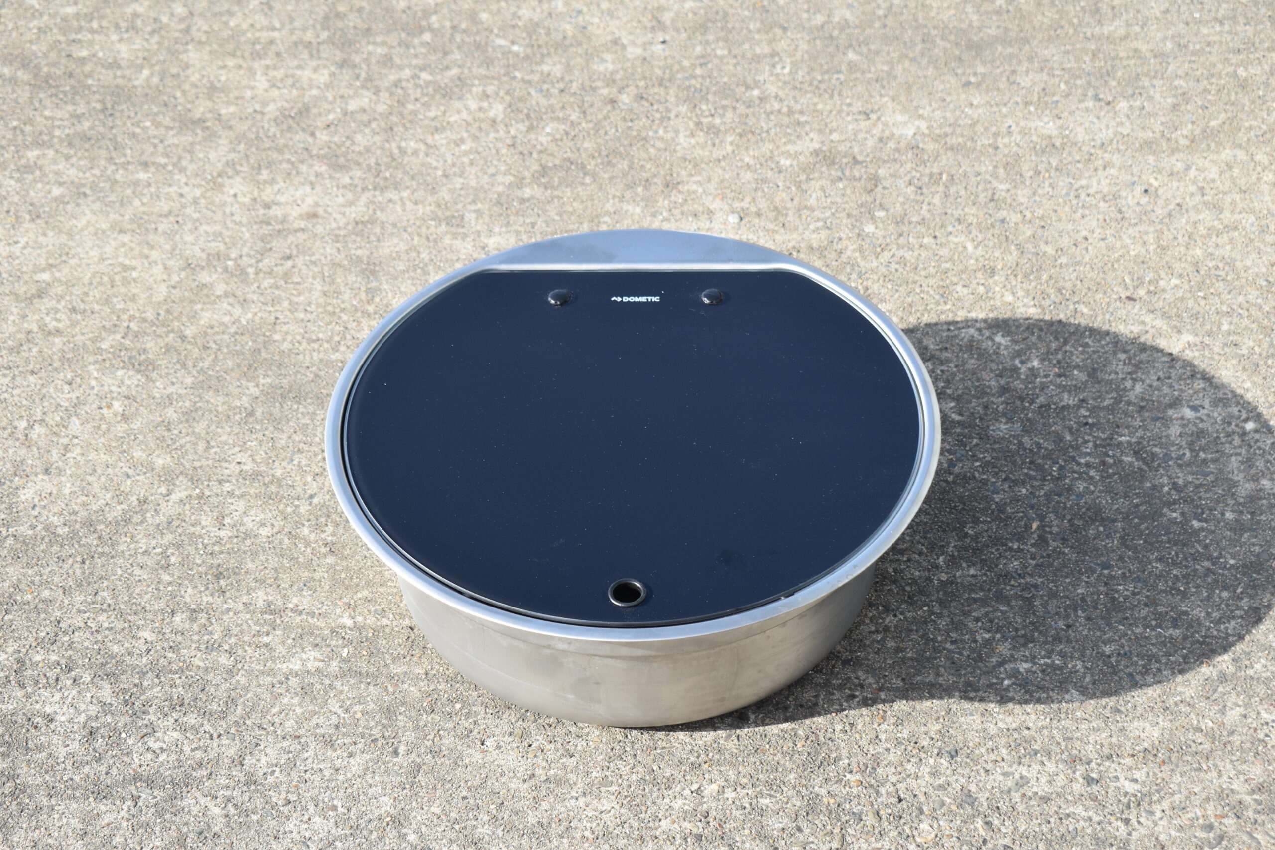 Dometic Spülbecken aus Edelstahl mit Glasdeckel Durchmesser ca. 42 cm