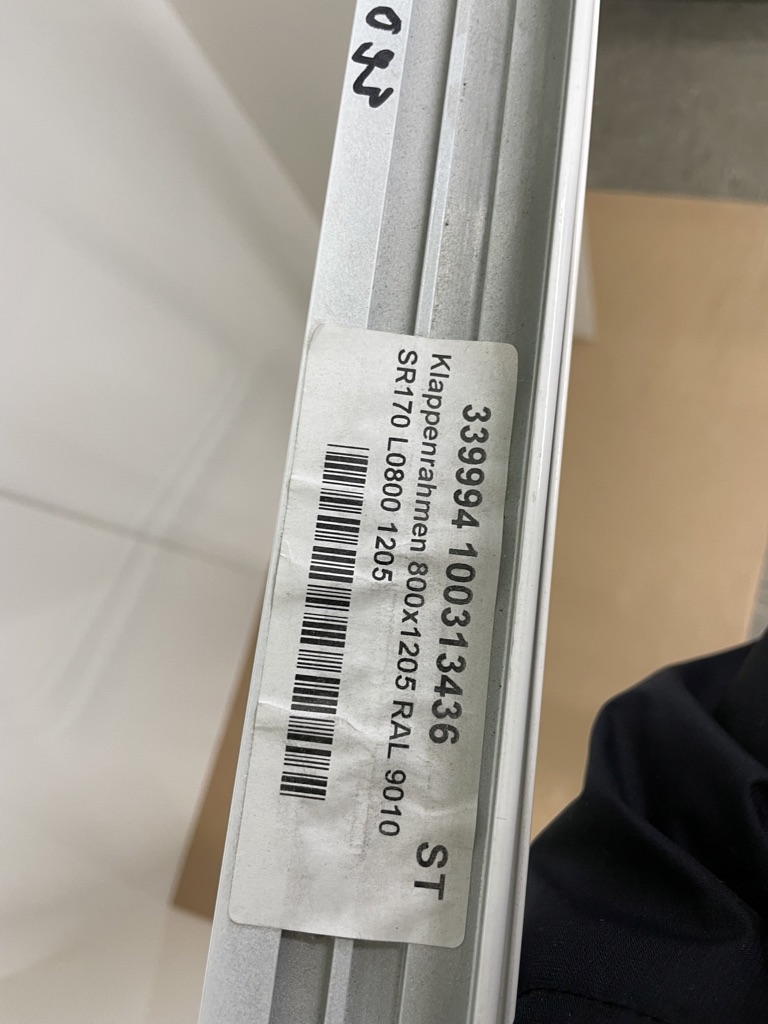 Klappenrahmen für Serviceklappe 800x1205 RAL 9010 Alu pulverbeschichtet