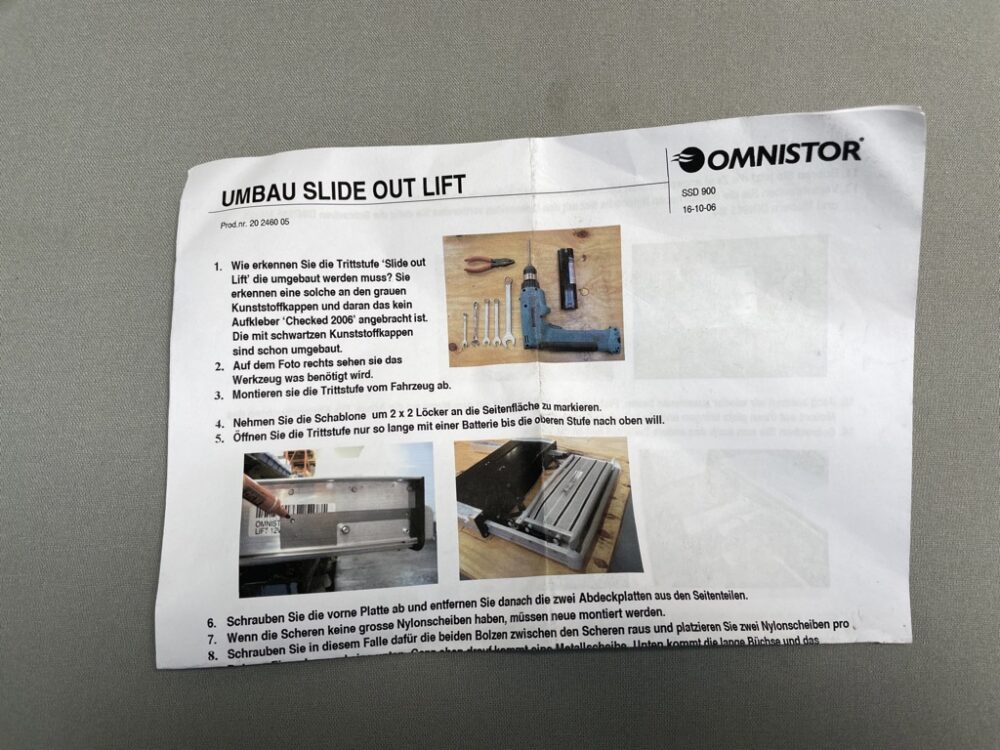 Umbausatz Slide Out Lift für Trittstufe Omnistor, Wohnmobil – Bild 2