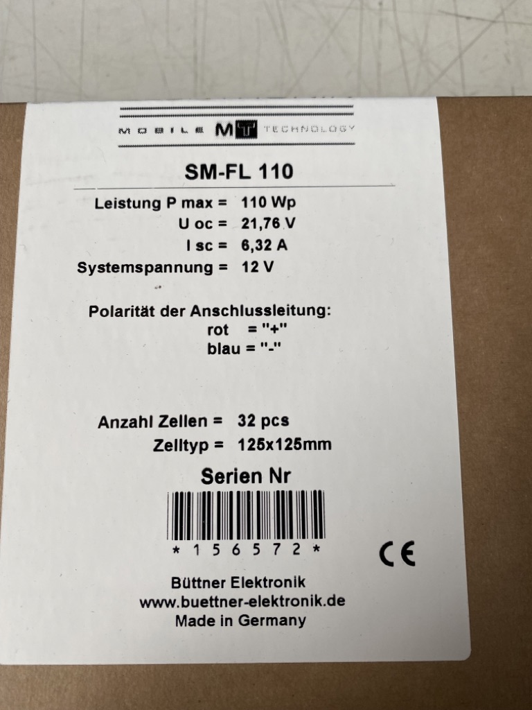 Büttner SM-FL 110 Solarplatte, 110 Watt