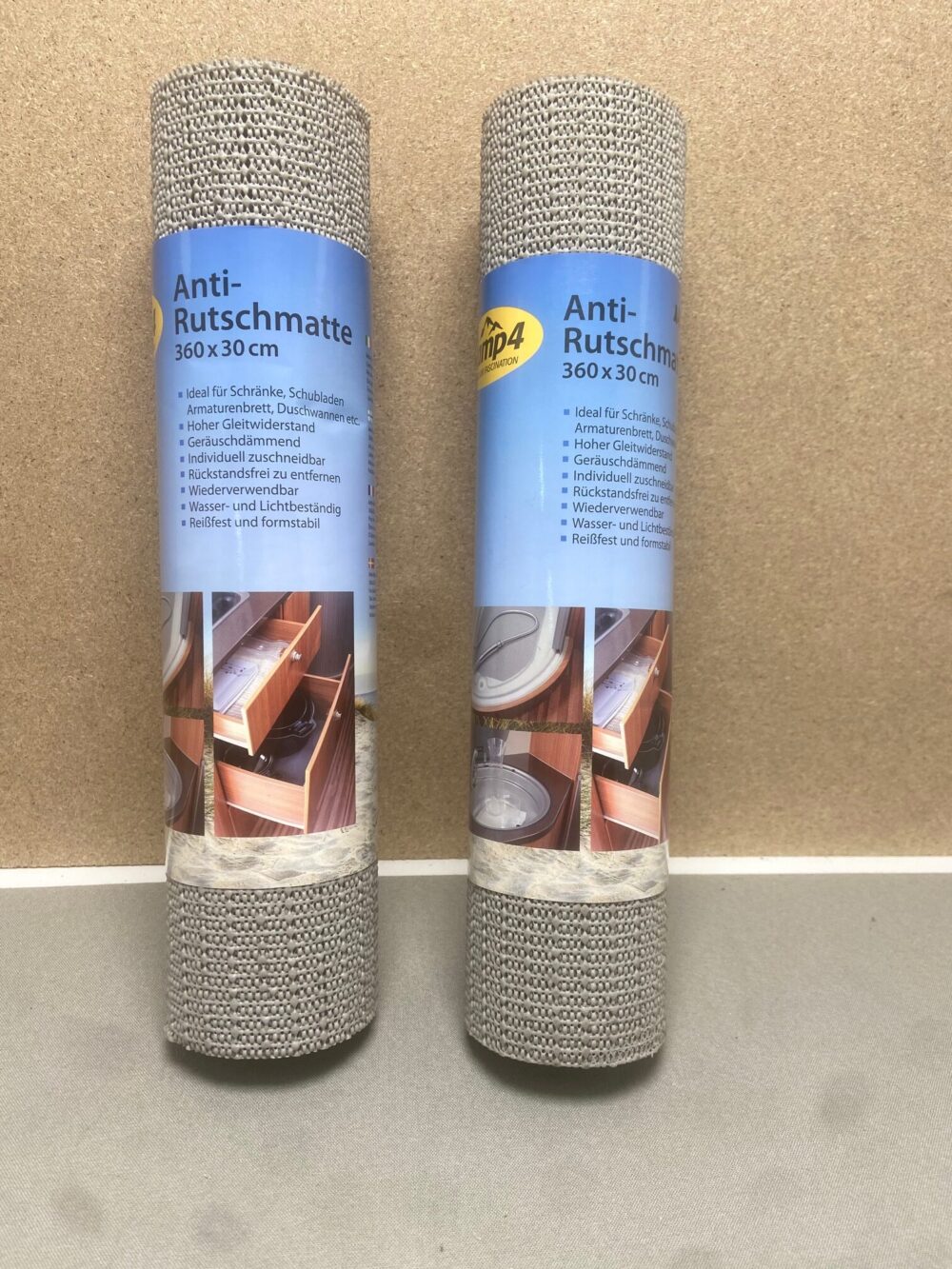 Anti Rutschmatte in grau von Camp 4, Doppelpack , 360 x 30cm