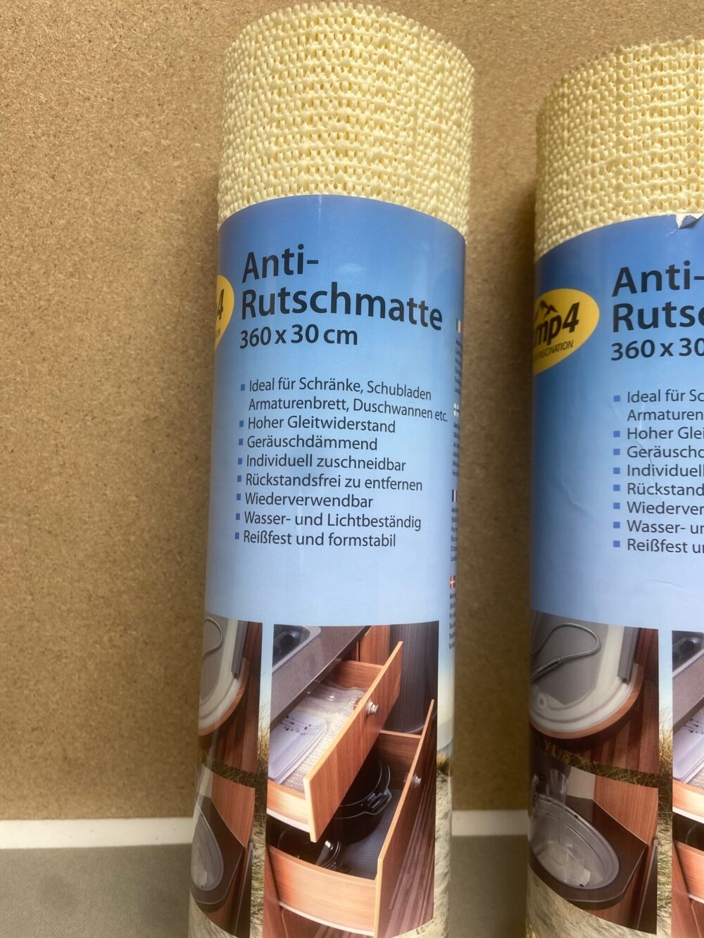 Anti Rutschmatte in gelb, Camp 4, Doppelpack , 360x30cm