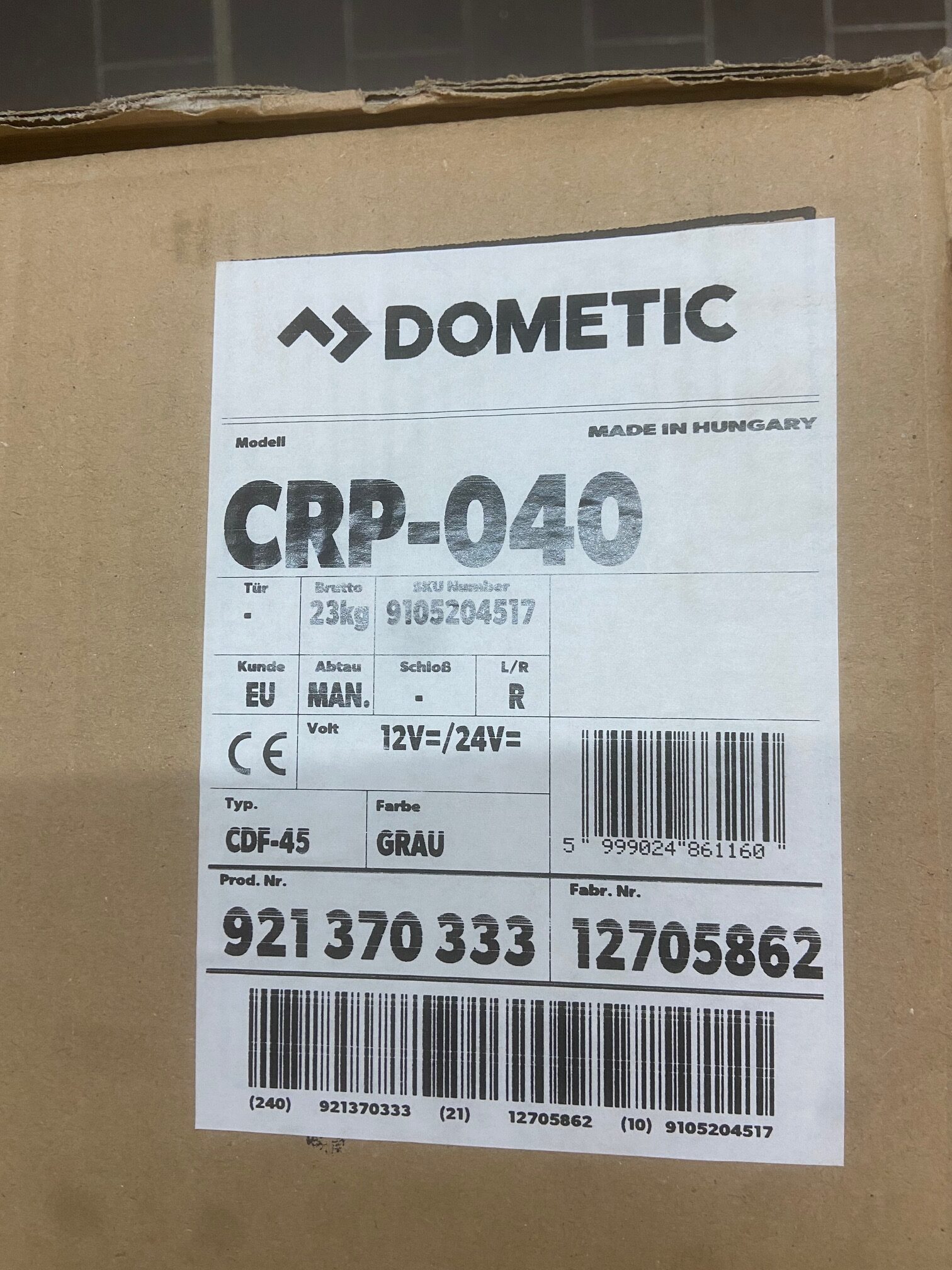 Dometic Kompressor Kühlschrank, Modell CRP-040, Typ CPF-45