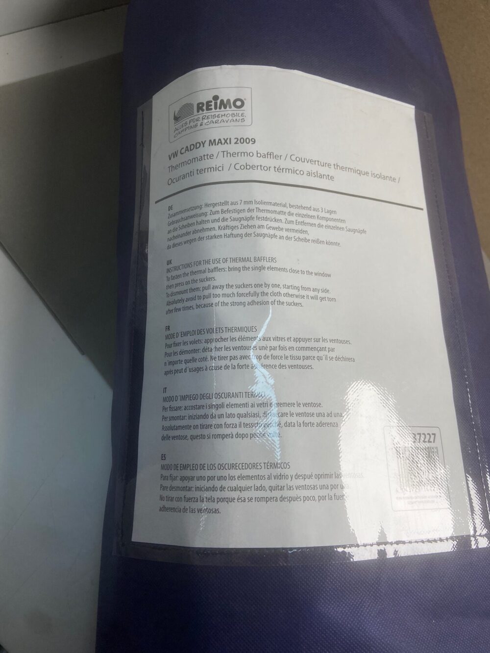 Thermomatte VW Caddy Maxi 2009, Reimo
