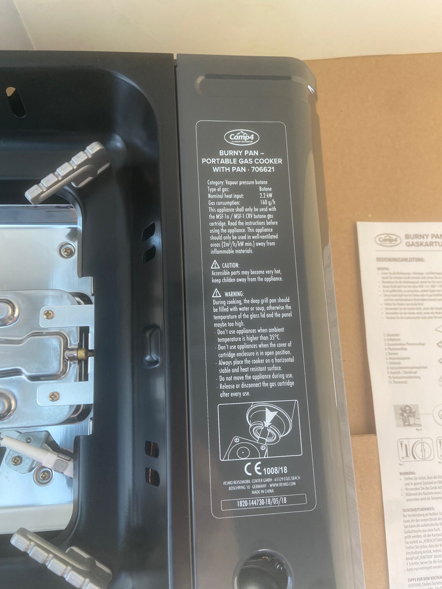 Gaskartuschen- Kocher mit Pfanne, Camp 4, 35 x 460 x 168 mm