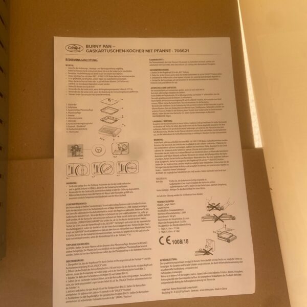 Gaskartuschen- Kocher mit Pfanne, Camp 4, 35 x 460 x 168 mm