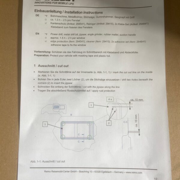 Glasfenster für Fiat Ducato, Peugeot Boxer, Citroen Jumper Bj. 2007