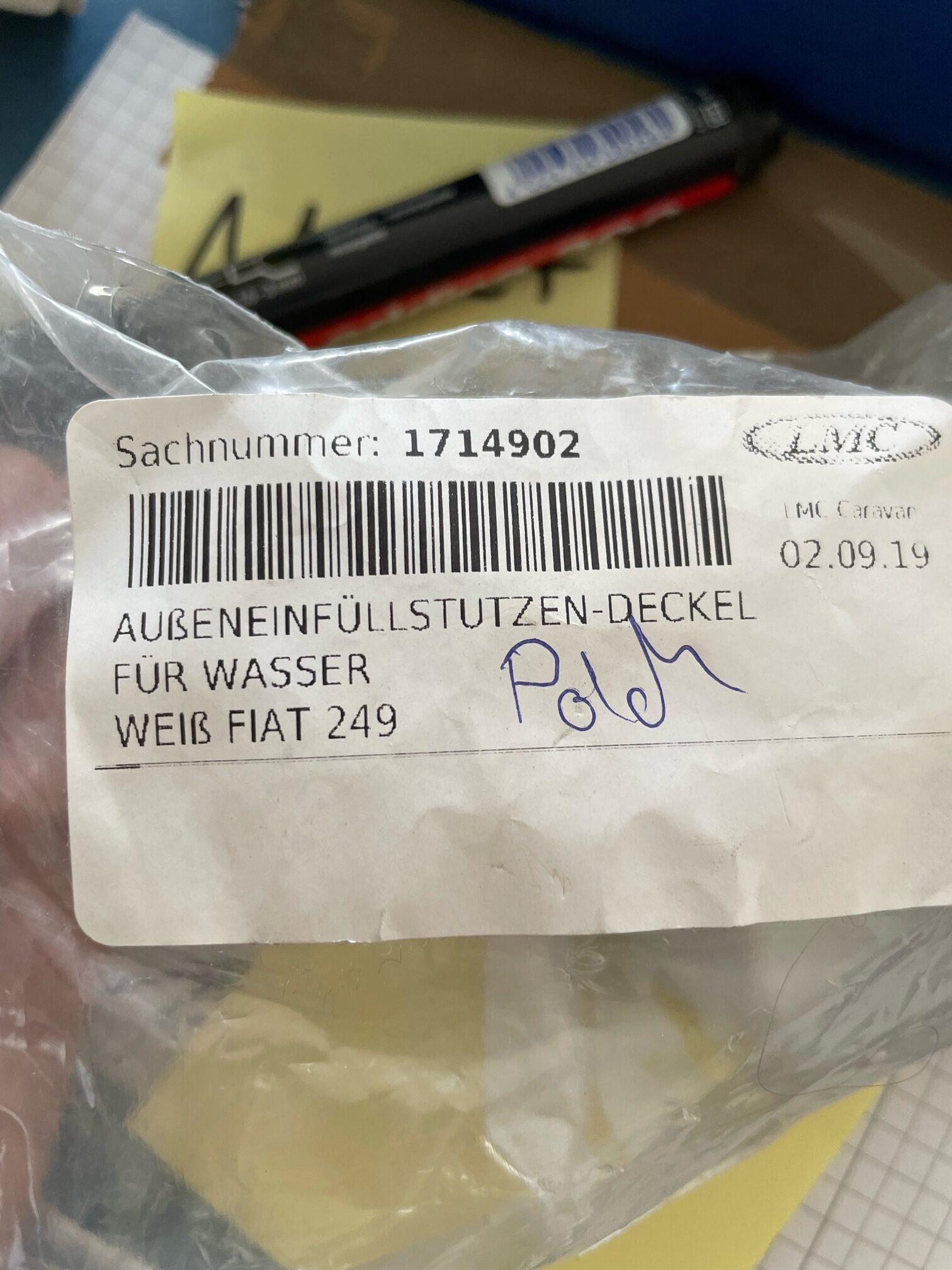 LMC Außeneinfüllstutzen Deckel für Wasser, FIAT 249, weiß