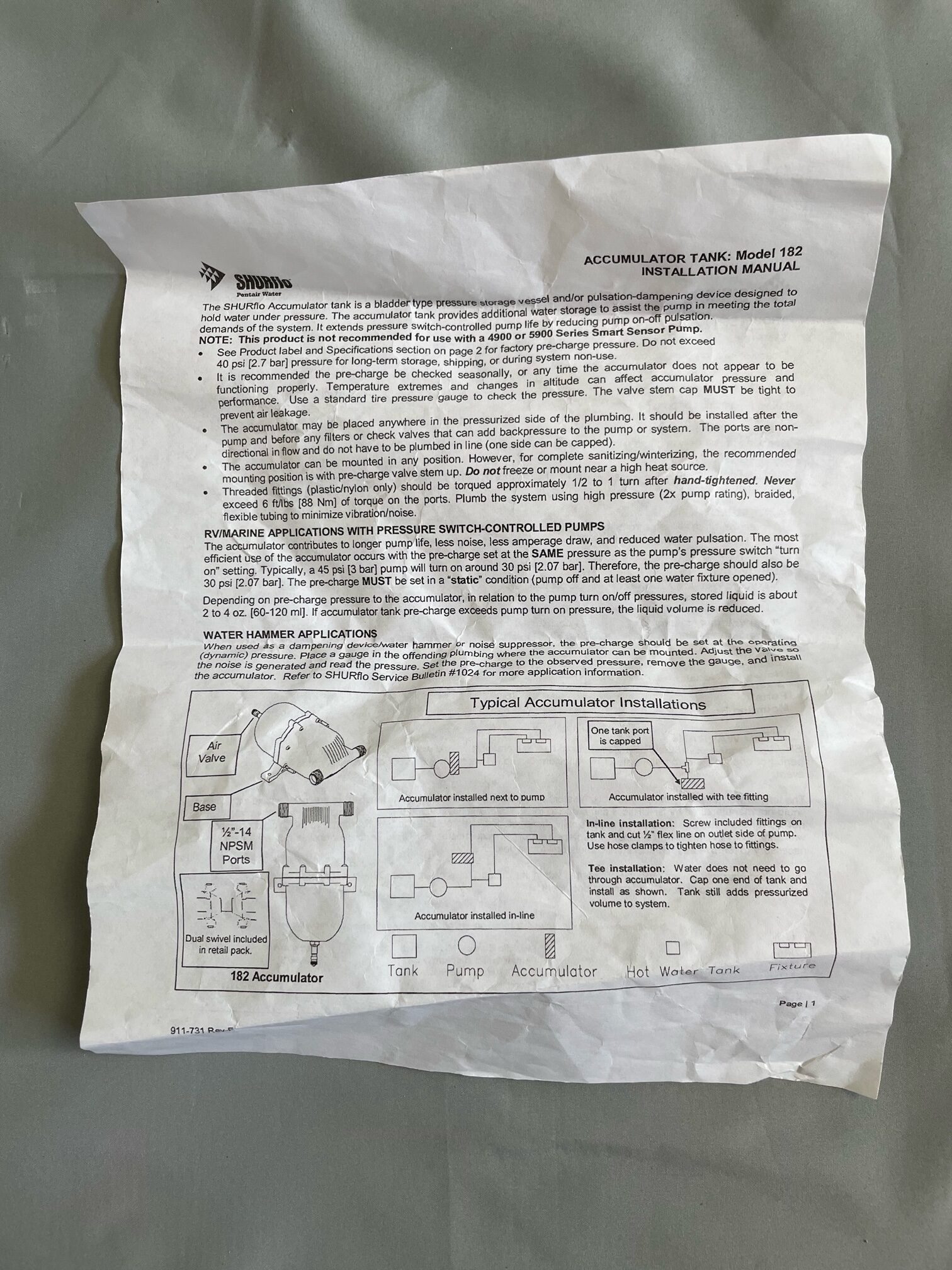 Ausgleichsgefäss Shurflo Accumulator