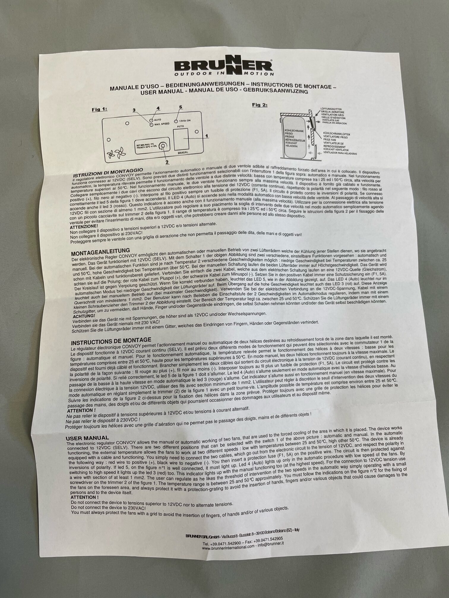 Kühlschrankventilator, Brunner, ca. 26 x 10 x 2,4 cm