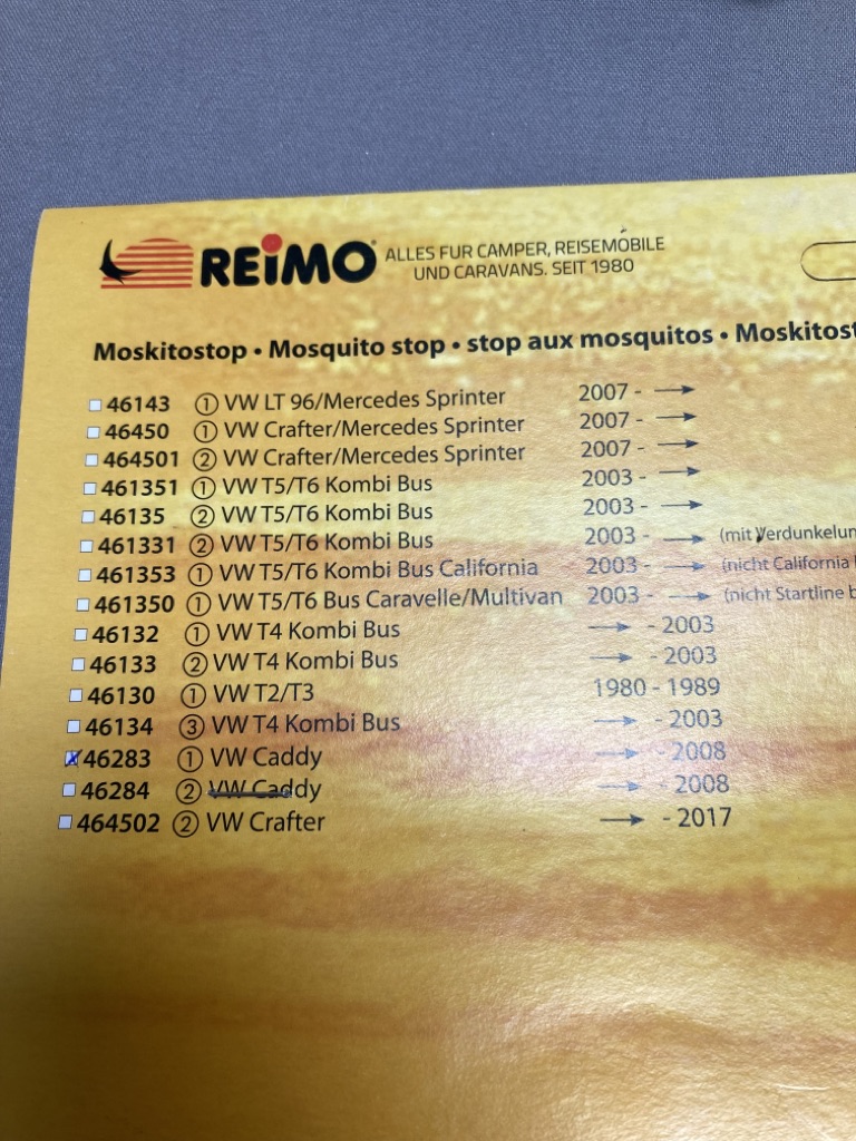 Reimo Moskitostop/Moskitonetz VW Caddy Schiebetür 2008 Art.-Nr.: 46283 neu