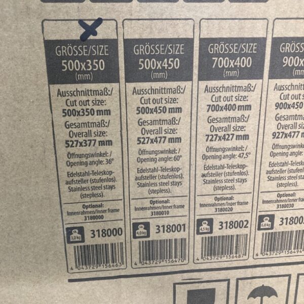 Carbest SET Ausstellfenster RW Style und Innenrahmen 500x350mm neu