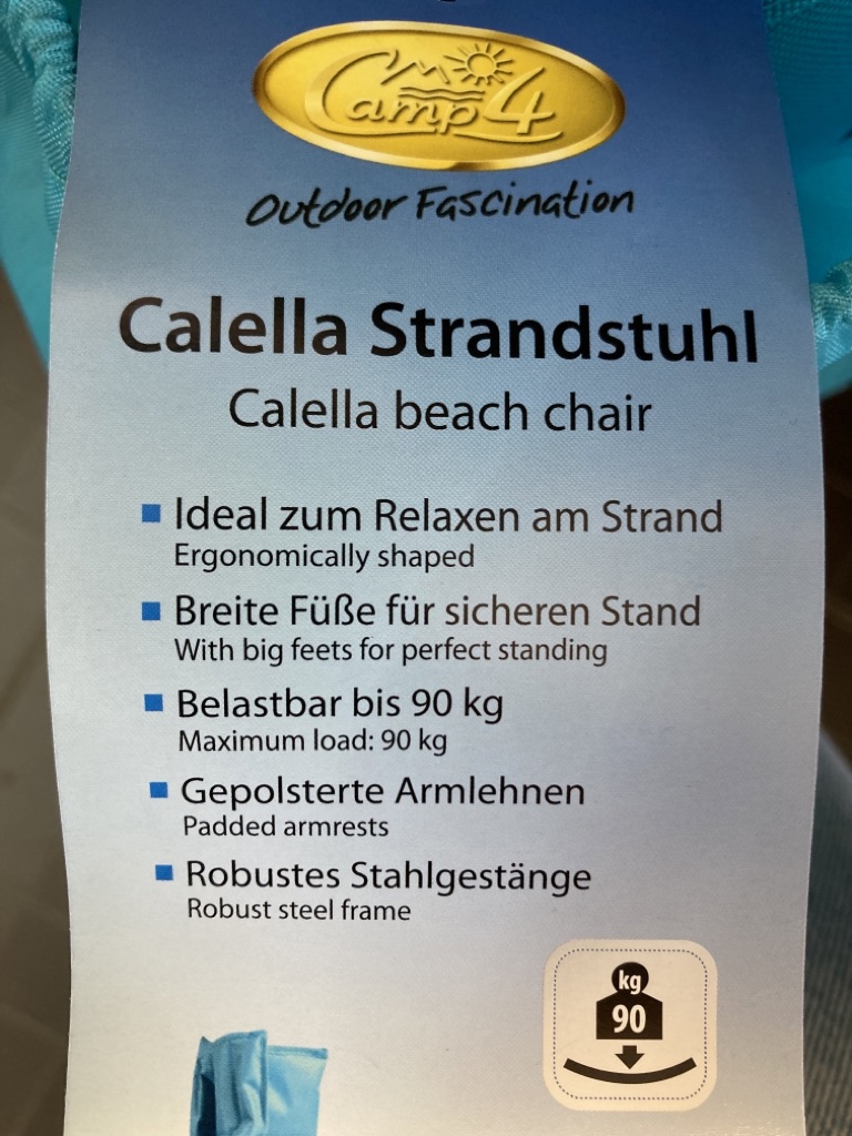 Camp4 Calella Strandstuhl hellblau neu