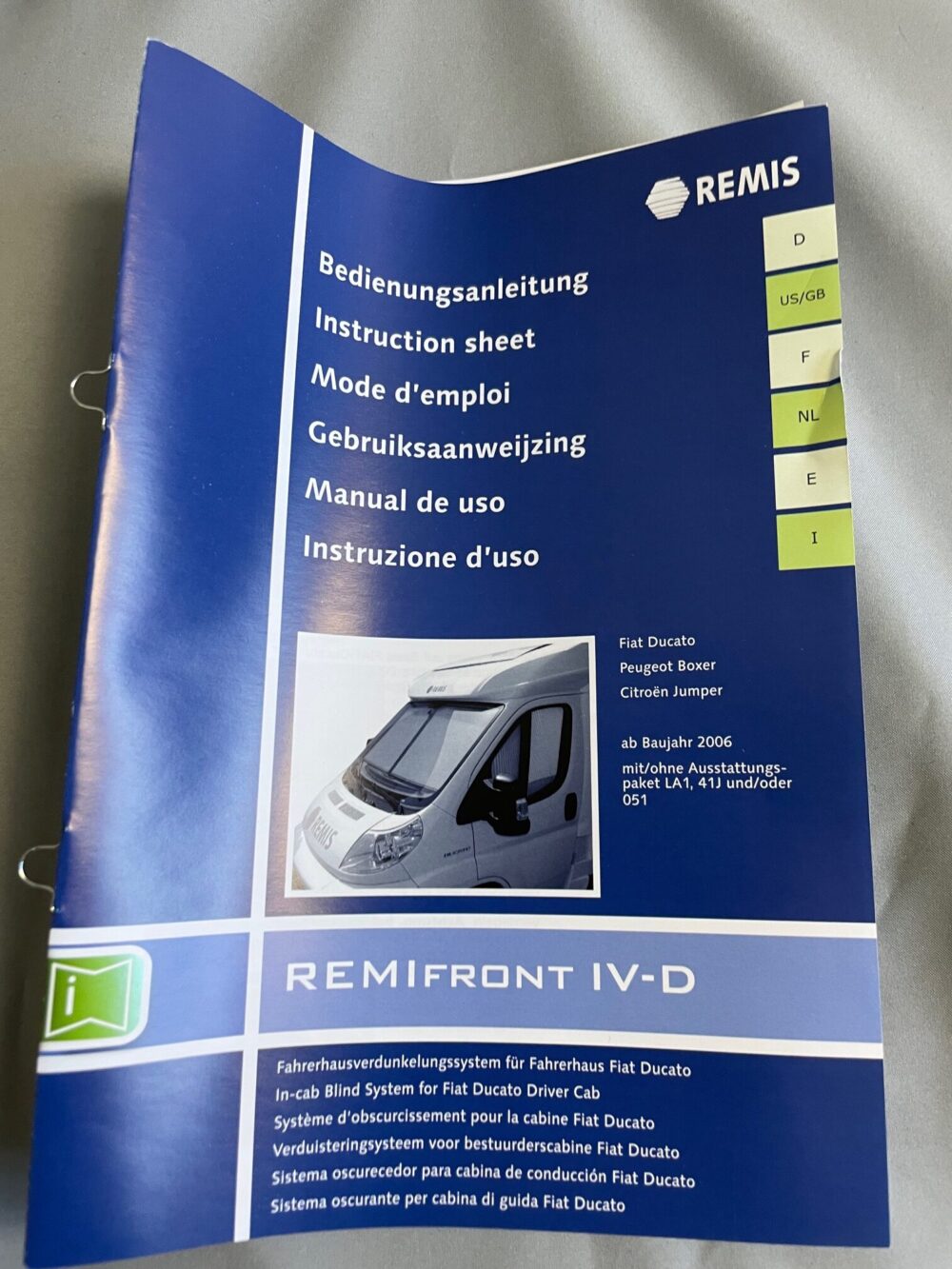 Verdunklungslösung für Fahrerkabine links, Typ 2014 X290, Fiat Ducato, Peugeot, Boxer, Citroen Jumper , Remifront
