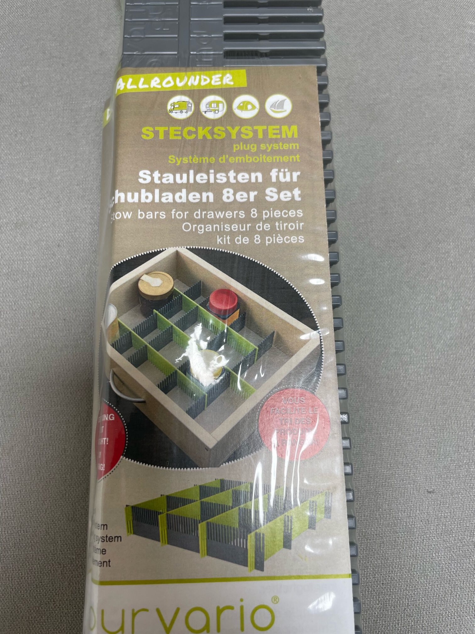 Stauleisten für Schubladen, 8er Set , Purvario