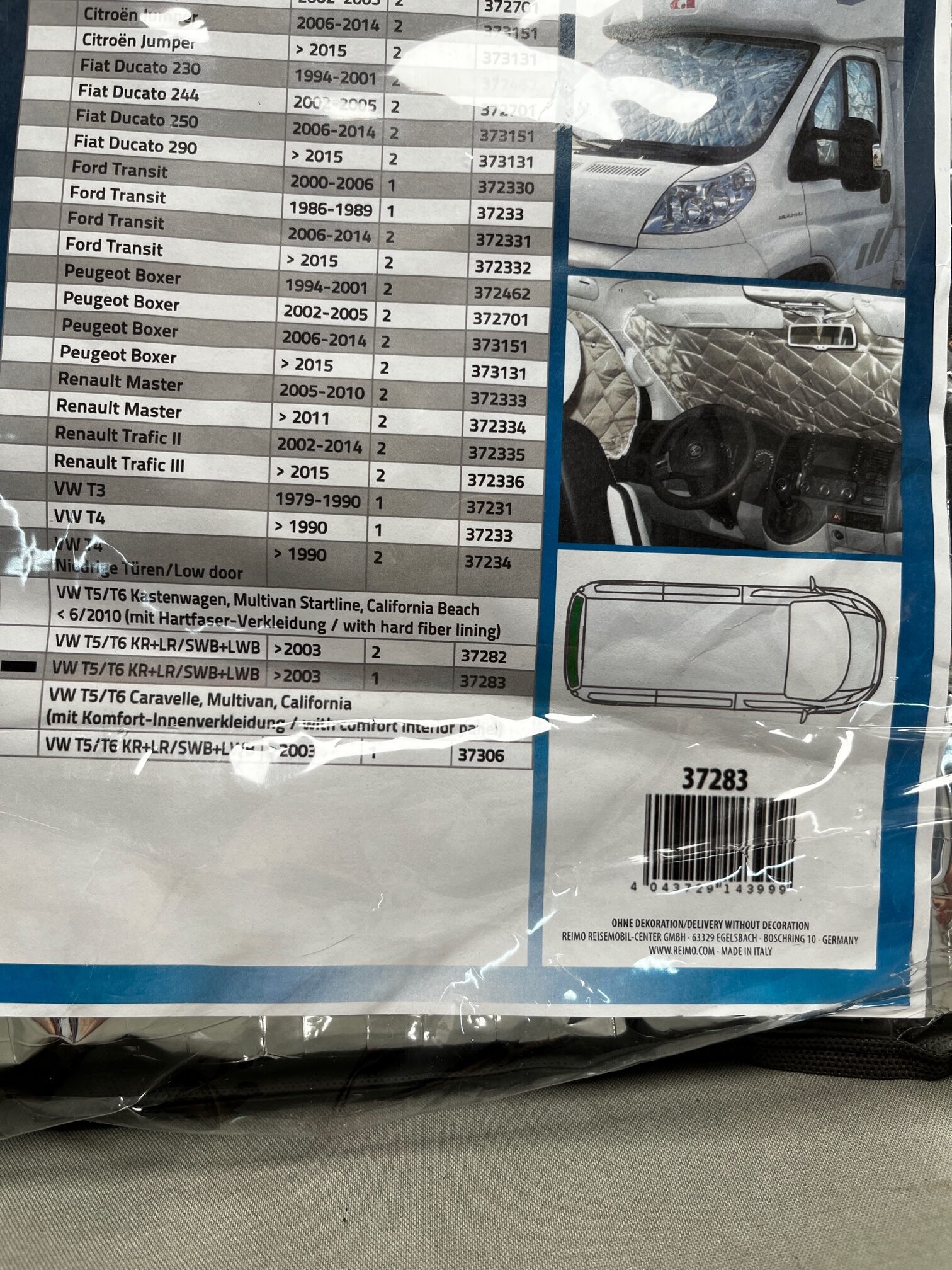 Carbest Isoflex Thermomatte für Heckklappe Heckseite für VW T5 ab 2003 37283