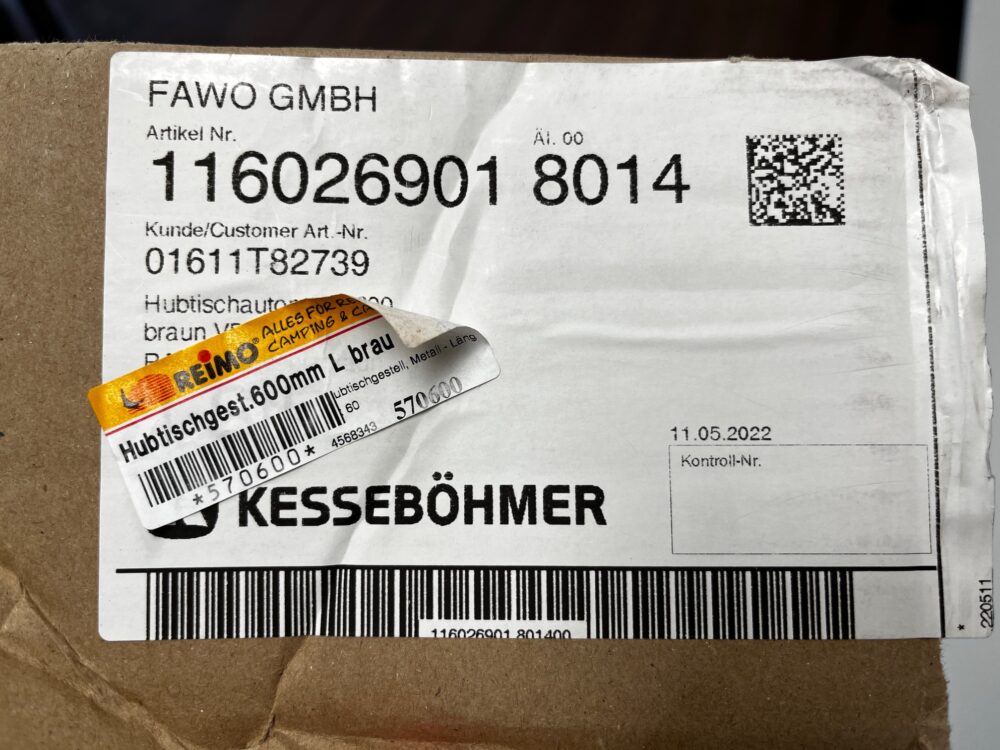 Fawo Kesseböhmer Hubtischgestell braun 600mm – Bild 5