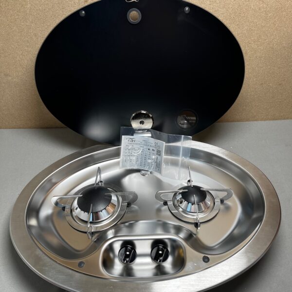 Can Gas Einbaukochfeld 2-flammig mit Glasdeckel FC-1348-S