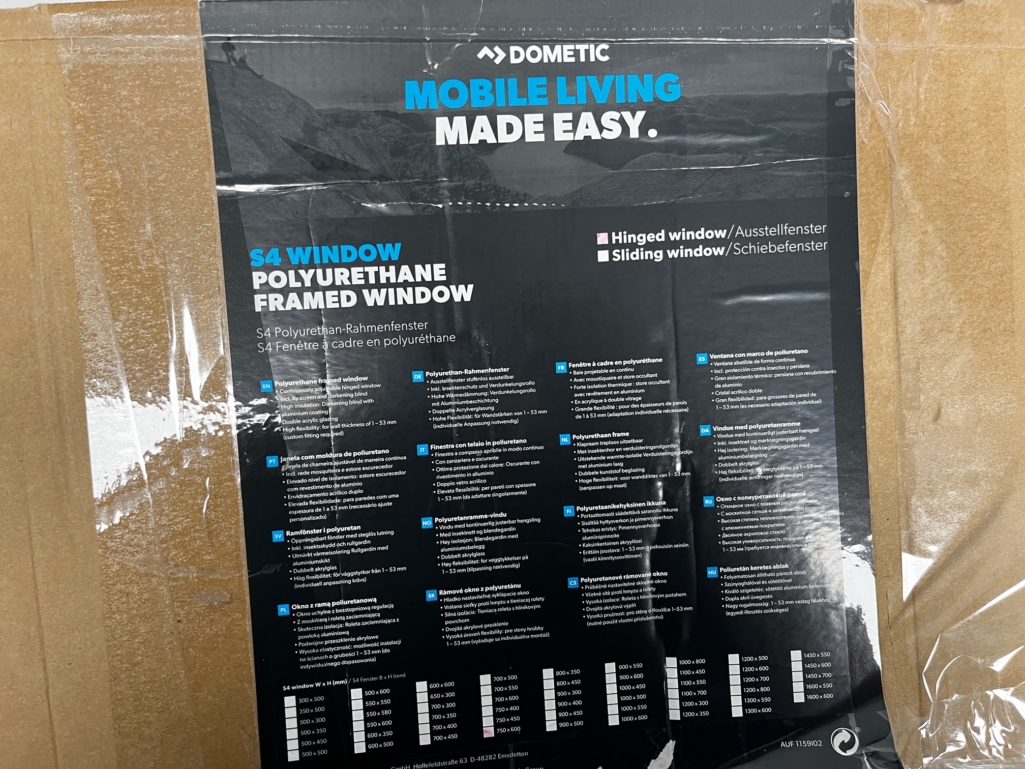 Dometic S4 Ausstellfenster mit Innenrahmen 750x600mm