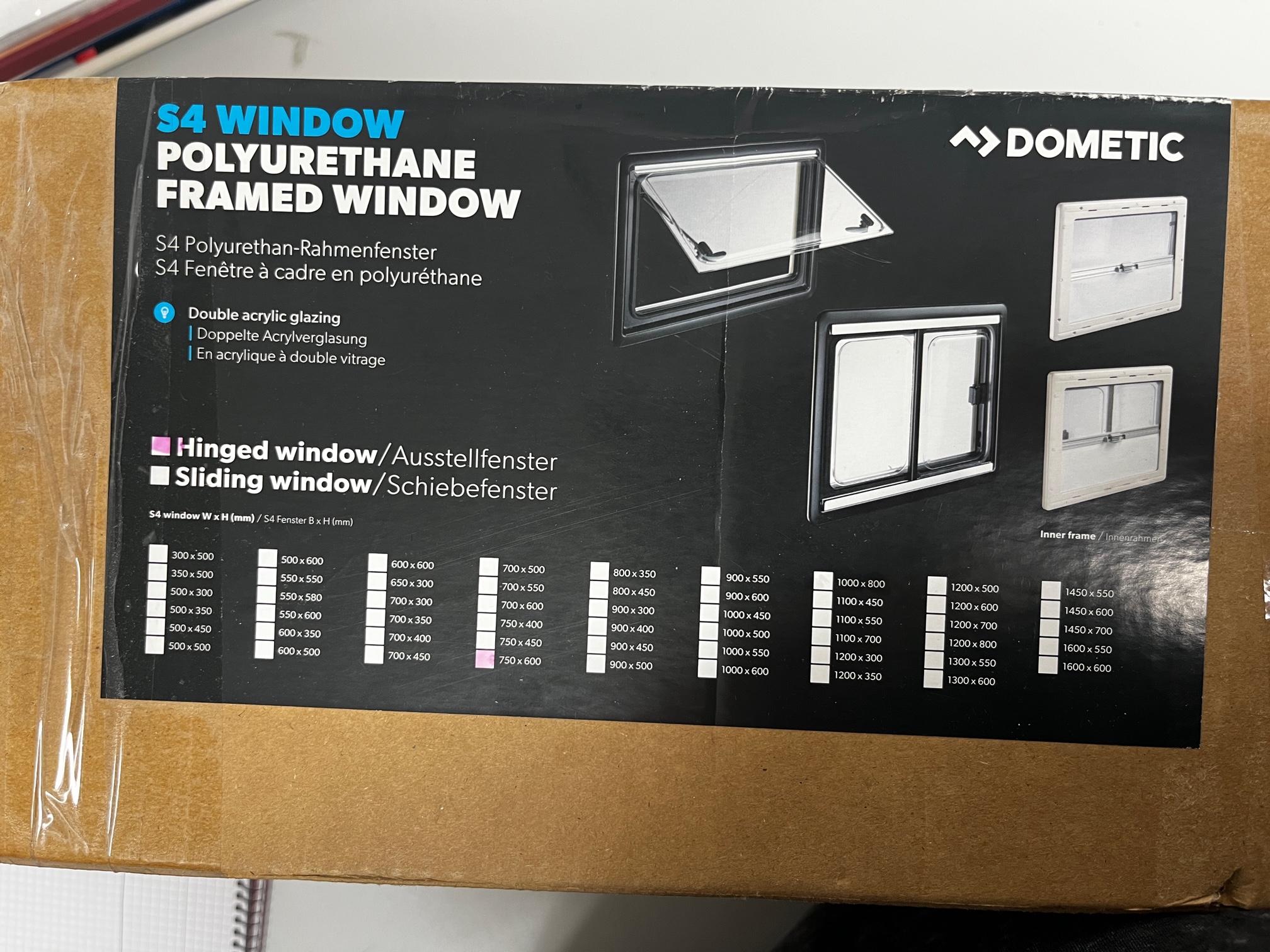 Dometic S4 Ausstellfenster mit Innenrahmen 750x600mm