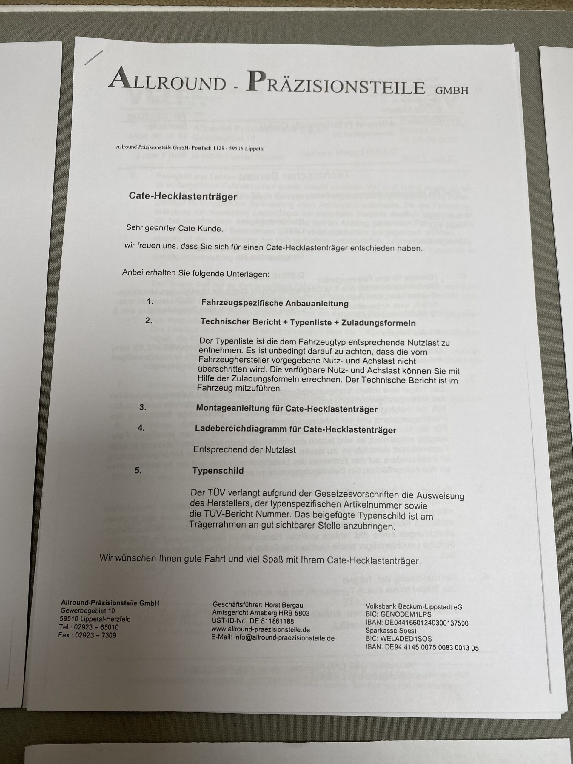 CATE Hecklastenträger 9205621 Fiat Ducato