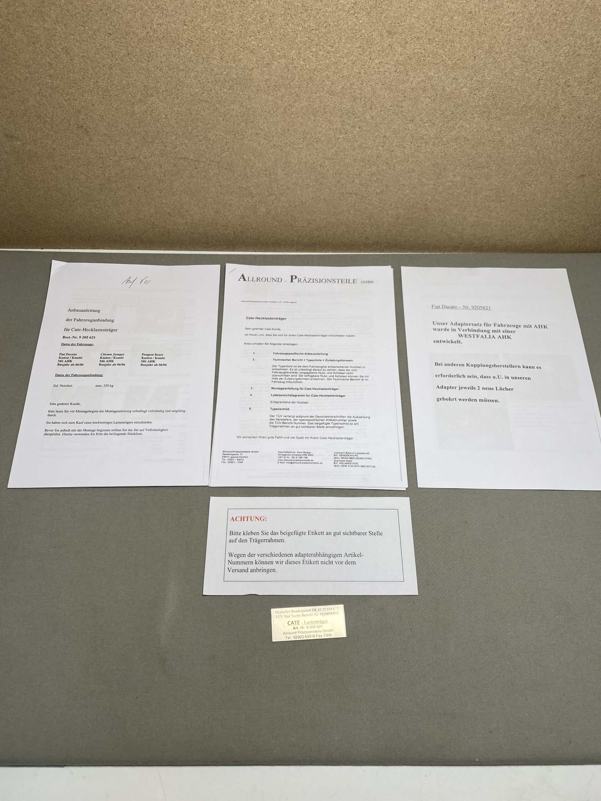 CATE Hecklastenträger 9205621 Fiat Ducato