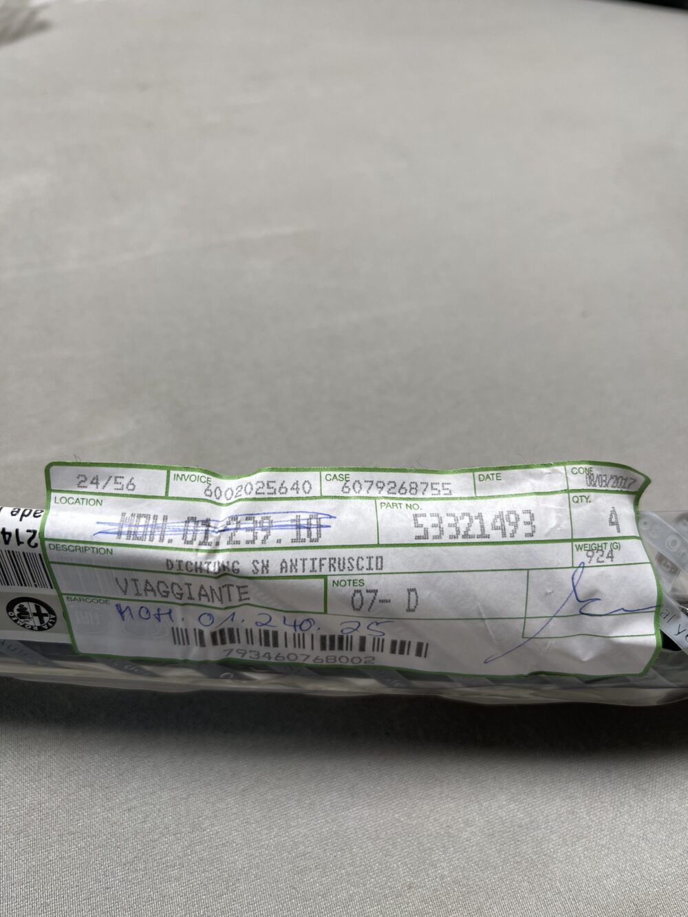Original Fiat Dichtungen SN Antifruscio schwarz