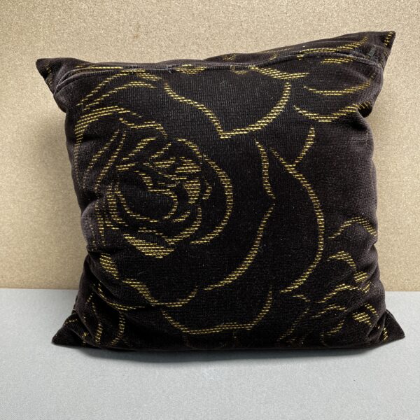 Niesmann & Bischoff Kissen Zierkissen Dunkelbraun Gold mit Rosendesign Samt 38x38cm