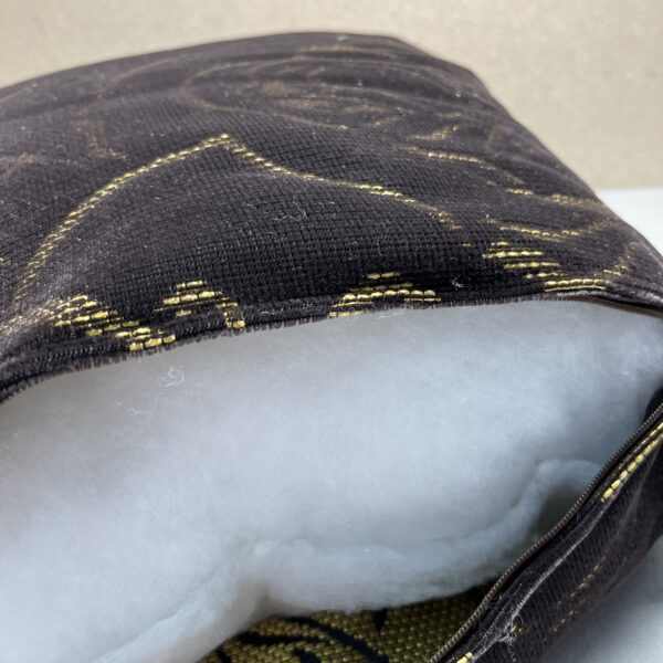 Niesmann & Bischoff Kissen Zierkissen Dunkelbraun Gold mit Rosendesign Samt 38x38cm