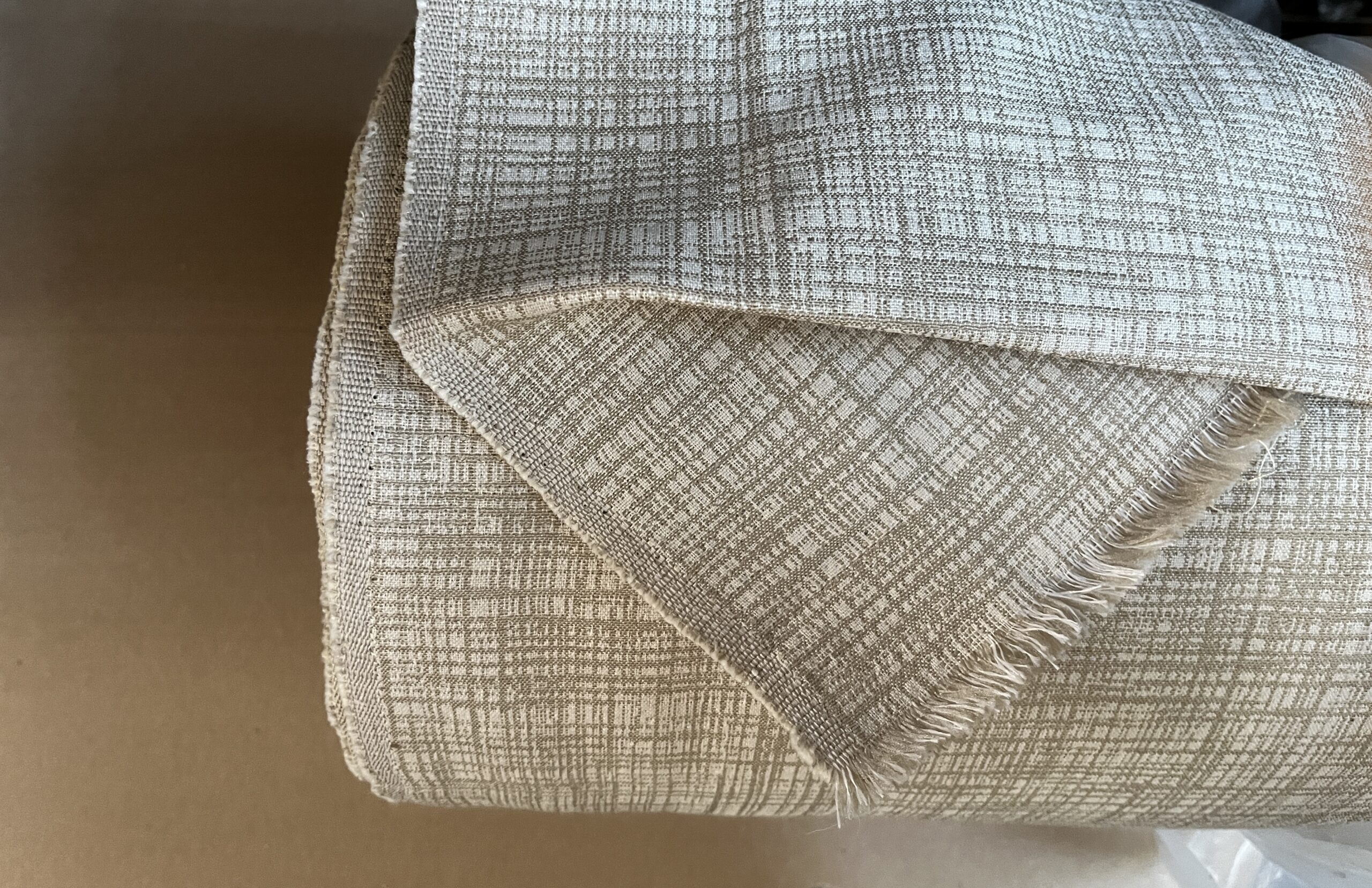 Meterware Polsterstoff Möbelstoff creme beige gemustert 10 Meter