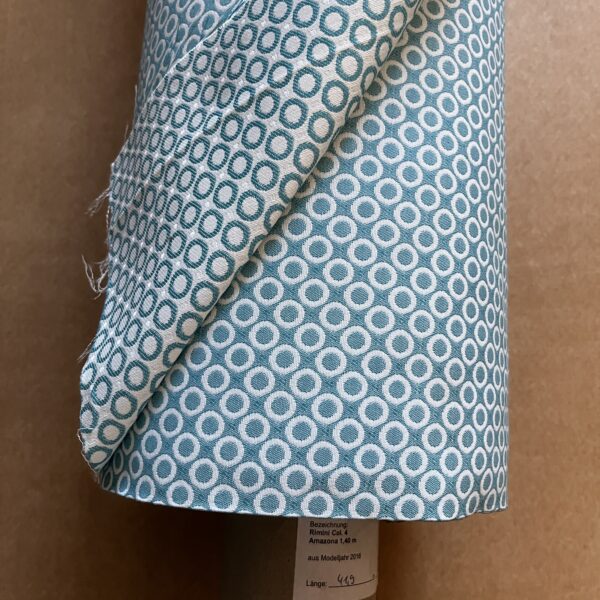 Tecon Rimini Col.4 Amazona Polsterstoff Möbelstoff  türkis weiß Breite 140cm 10 Meter