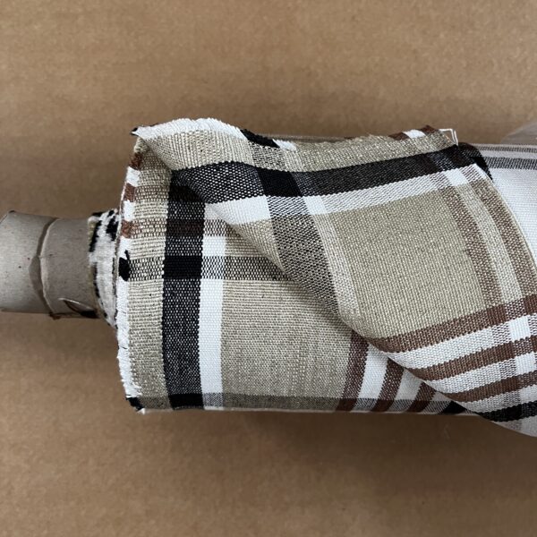 Niesmann+Bischoff Meterware Polsterstoff Dekostoff kariert creme braun Breite 140cm 10 Meter