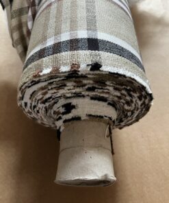 Niesmann+Bischoff Meterware Polsterstoff Dekostoff kariert creme braun Breite 140cm 10 Meter