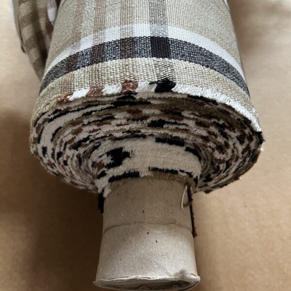 Niesmann+Bischoff Meterware Polsterstoff Dekostoff kariert creme braun Breite 140cm 10 Meter